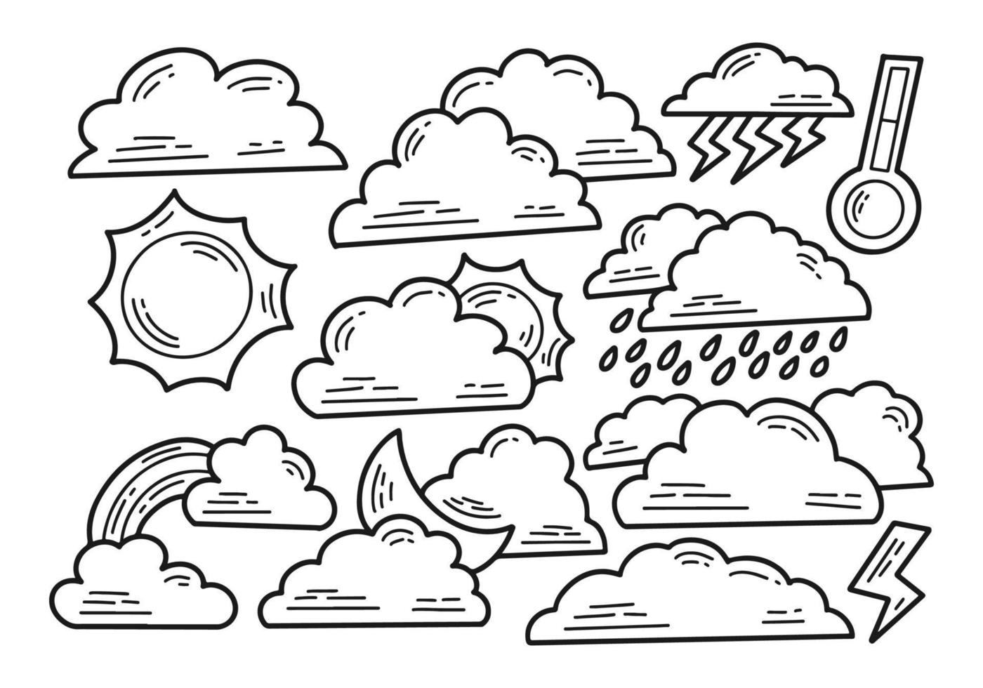 Set of Weather Doodle Illustration Set vector