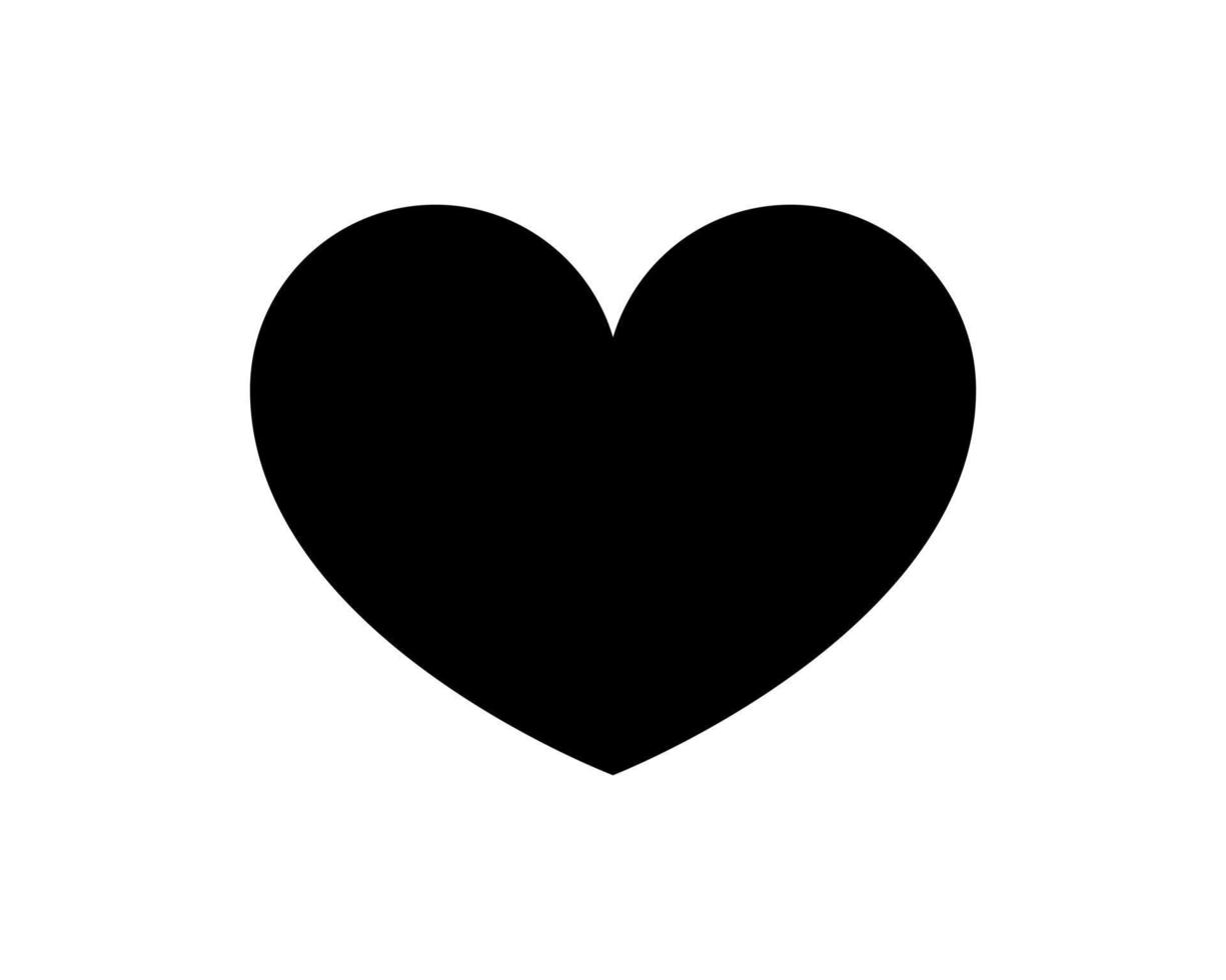 silueta negra del icono del vector del corazón del amor aislada en el fondo blanco.