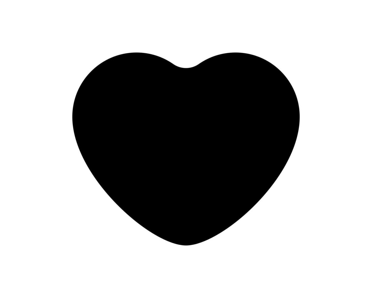 Love heart vector icon black silhouette isolated on white background.