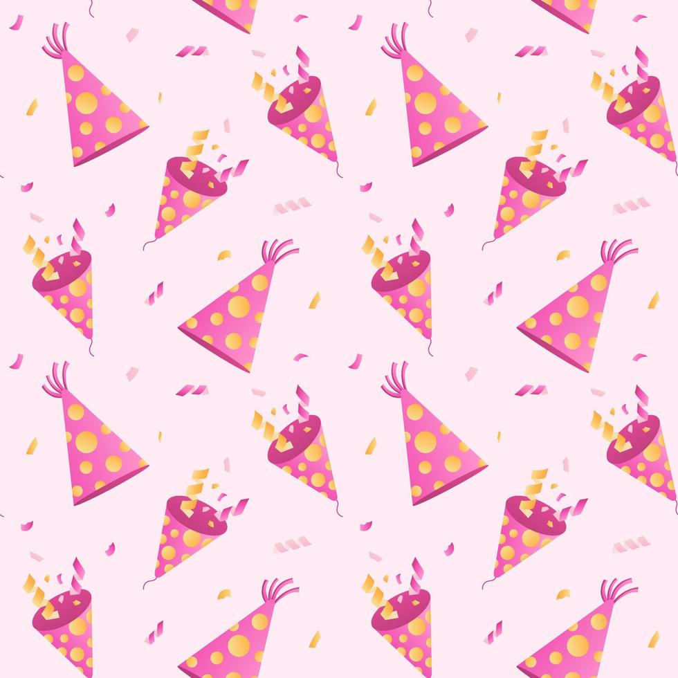 Seamless pattern with party caps and firecracks vector