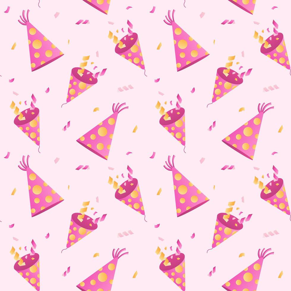 Seamless pattern with party caps and firecracks vector