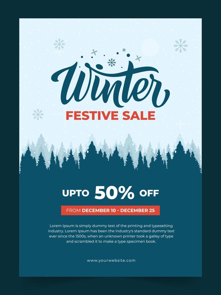 Modern flat illustrated winter sale vertical poster. winter sale store for social media posts. Flat winter sale flyer or brochure template vector