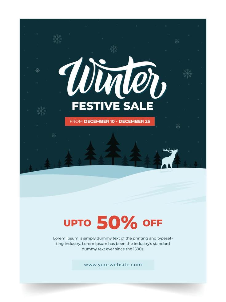 Modern flat illustrated winter sale vertical poster. winter sale store for social media posts. Flat winter sale flyer or brochure template vector