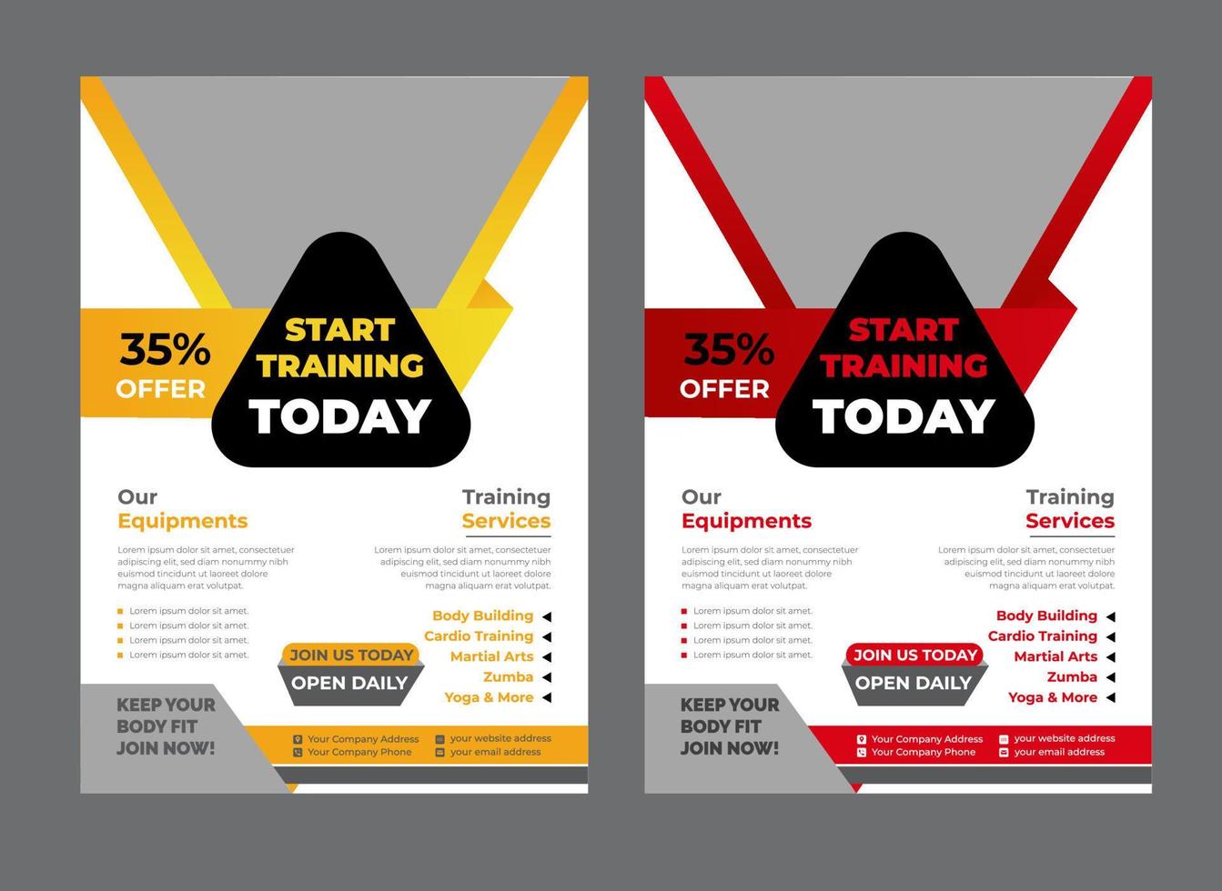 Modern gym Fitness flyer Template vector