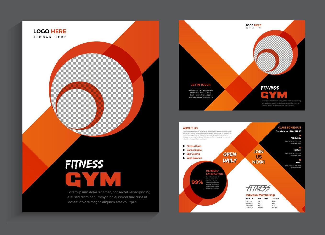 plantilla de diseño de folleto plegable de gimnasio vector