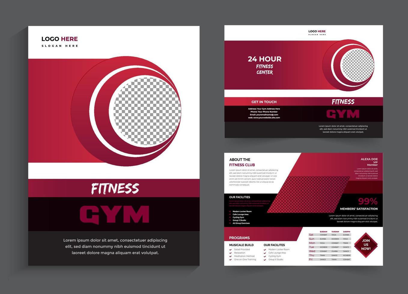 plantilla de diseño de folleto plegable de gimnasio vector