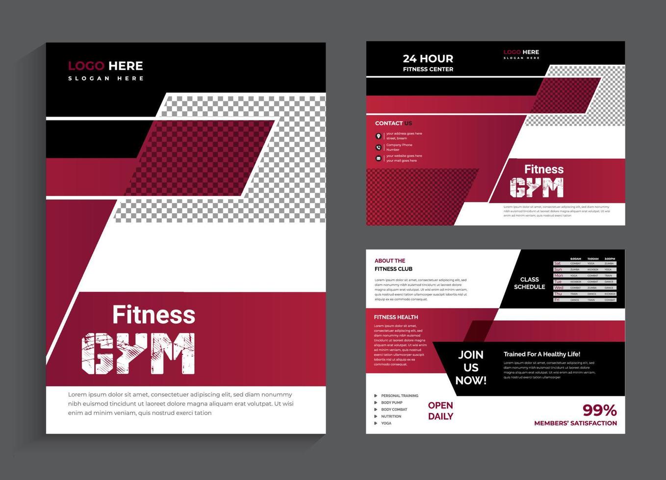 plantilla de diseño plegable de gimnasio de fitness moderno vector