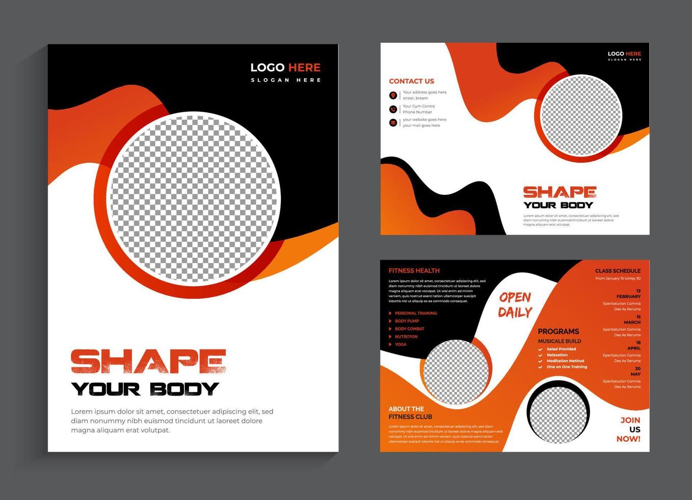 Modern Fitness Gym bifold Design template vector