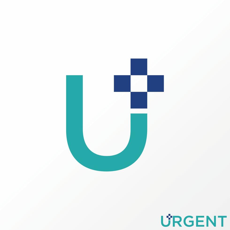Simple and unique letter or word U font with medical red cross or plus image graphic icon logo design abstract concept vector stock. Can be used as symbol related to typography or health