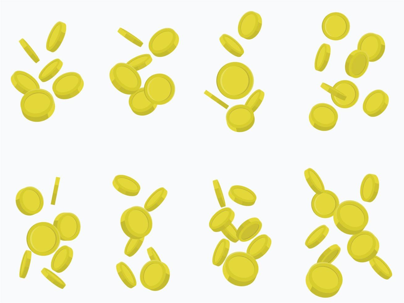 set flying or falling golden coins collections vector EPS10