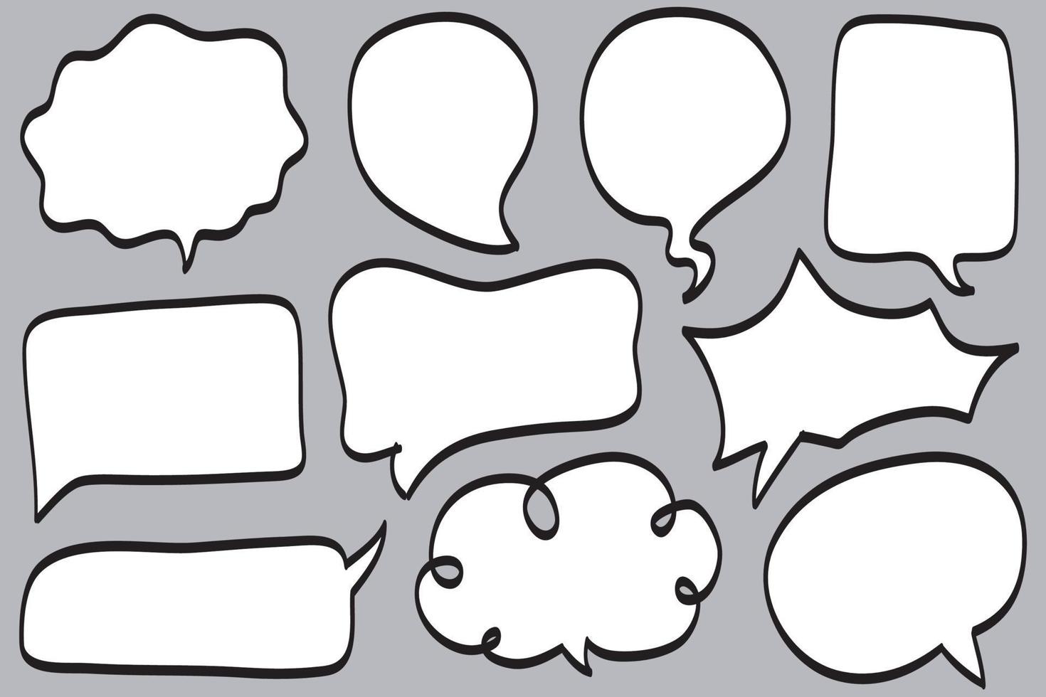 Hand drawn set of speech bubbles isolated . Doodle set element. Vector illustration.