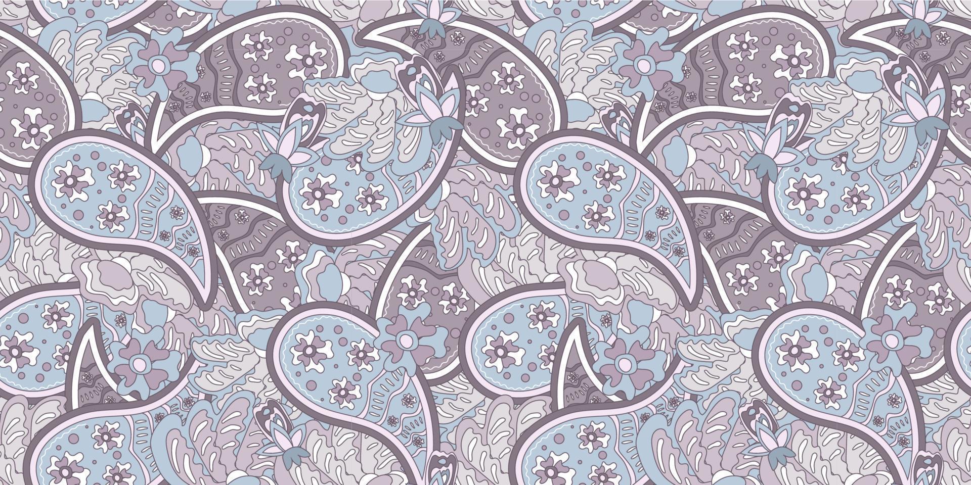 Cute seamless pattern based on an ornament with a Paisley bandana print in delicate pastel colors, scarf around the neck, print on fabric, wallpaper vector