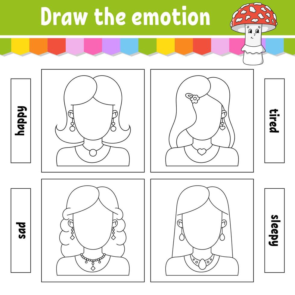 dibujar la emoción. hoja de trabajo completar la cara. libro para colorear para niños. carácter alegre. ilustración vectorial silueta de contorno negro. ilustración vectorial 13730207 Vector en Vecteezy dibujar la emoción. hoja de trabajo completar la cara. libro para colorear para niños. carácter alegre. ilustración vectorial silueta de contorno negro. ilustración vectorial 13730207 Vector en Vecteezy