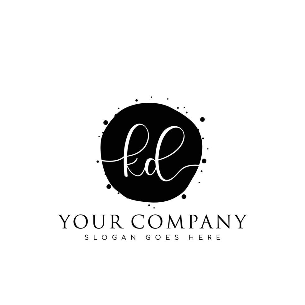 Initial KD beauty monogram and elegant logo design, handwriting logo of initial signature, wedding, fashion, floral and botanical with creative template. vector