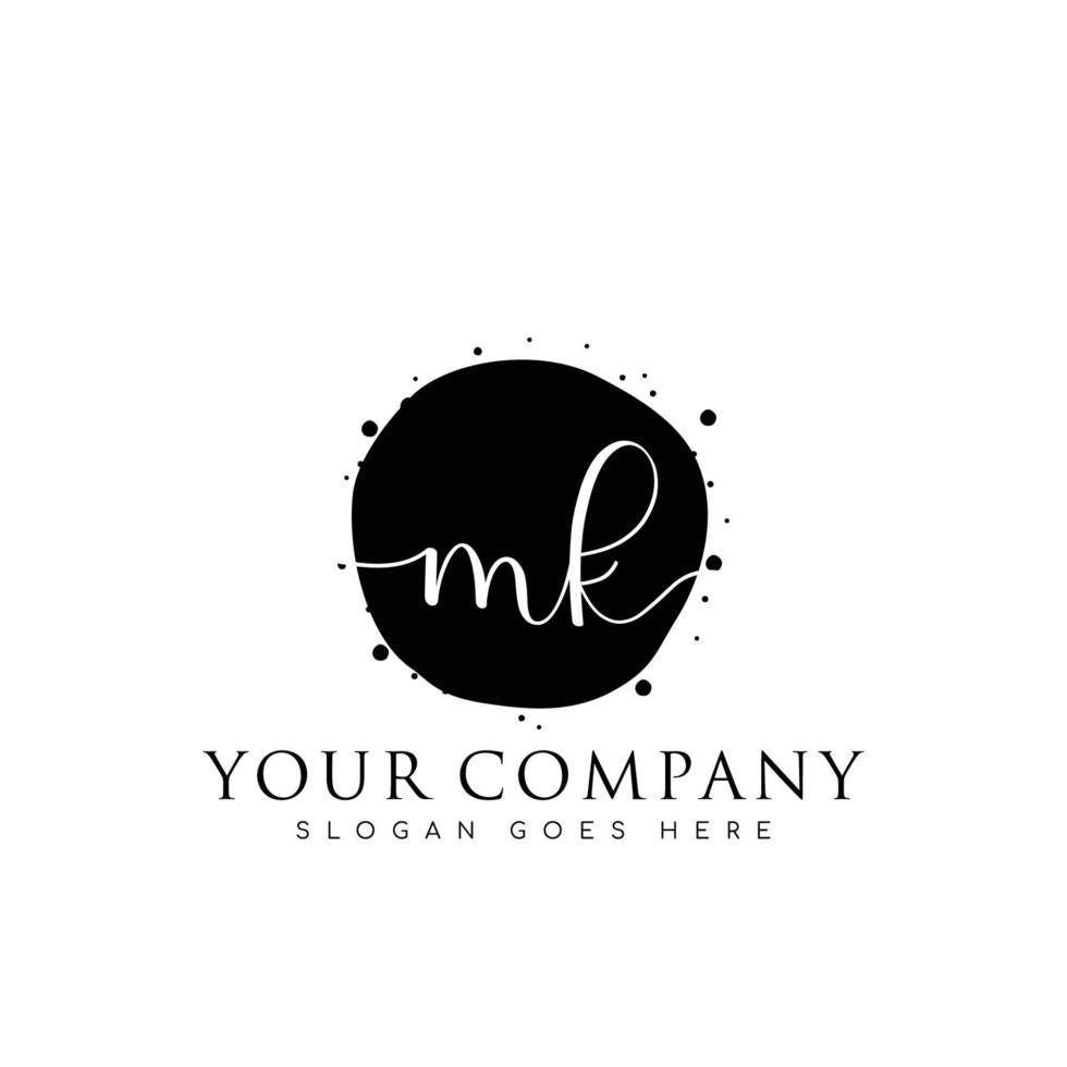 Initial MK beauty monogram and elegant logo design, handwriting logo of initial signature, wedding, fashion, floral and botanical with creative template. vector