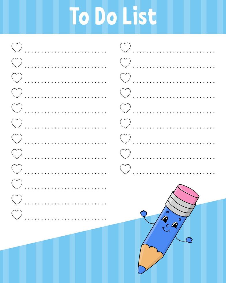 To do list. Printable template. Handwriting paper. Lined sheet. For diary, planner, checklist, wish list. Vector illustration.