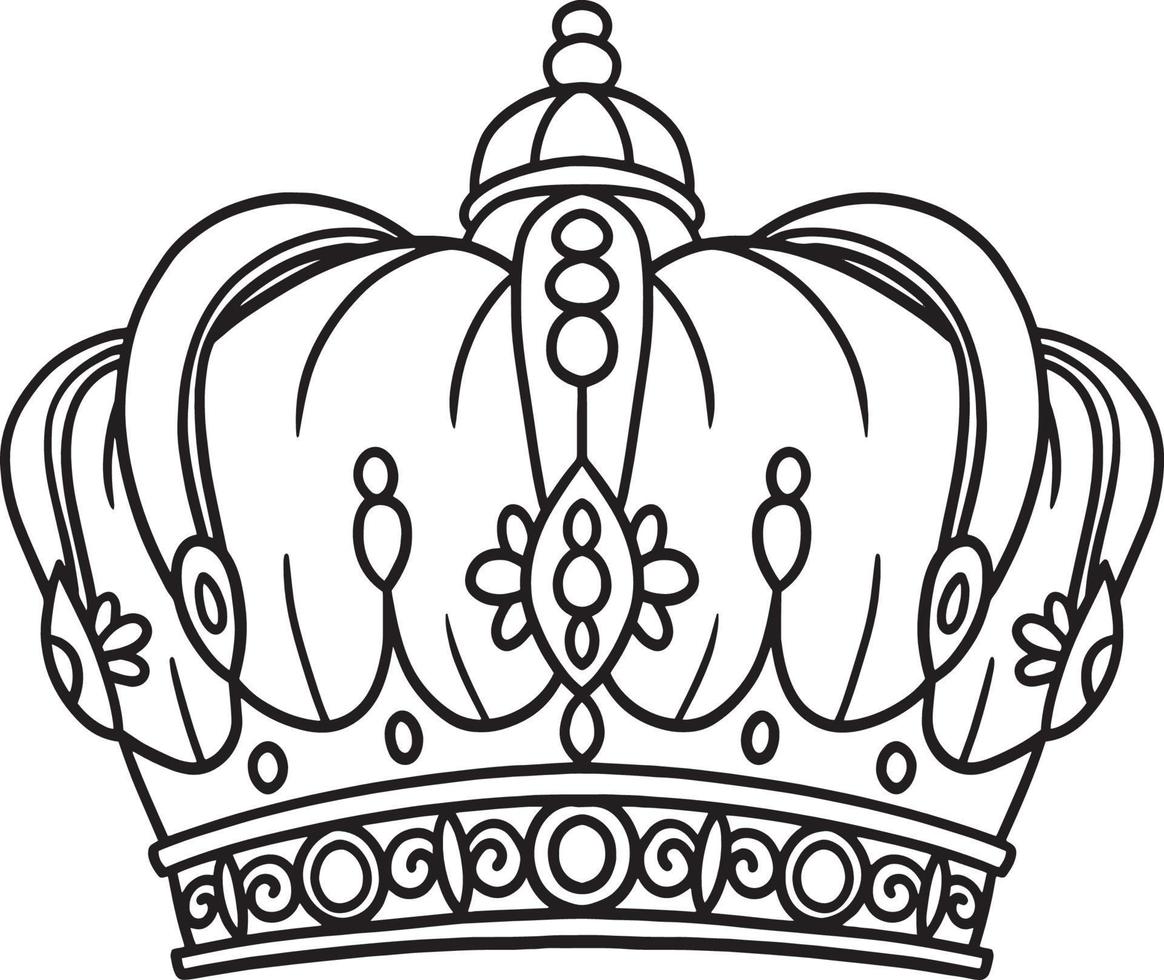 Mardi Gras King Crown Isolated Coloring Page vector