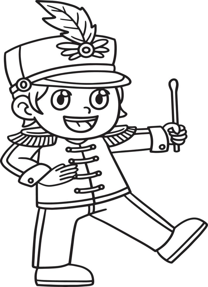 Mardi Gras Boy Marching Band Isolated Coloring vector