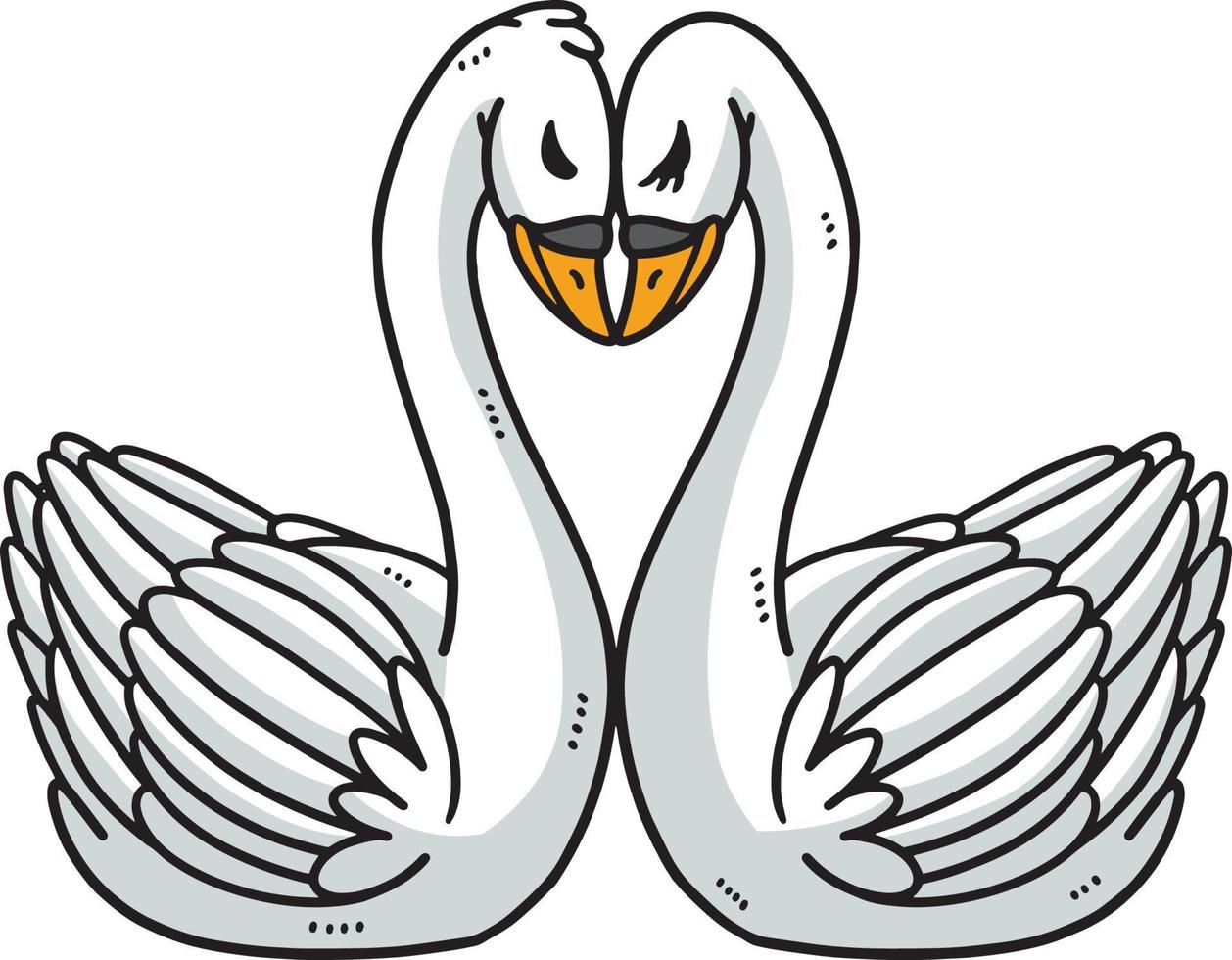 Love Swans Cartoon Colored Clipart Illustration vector