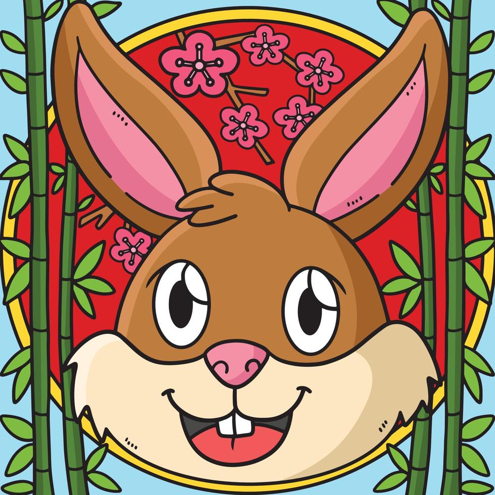 Rabbit Head Colored Cartoon Illustration vector