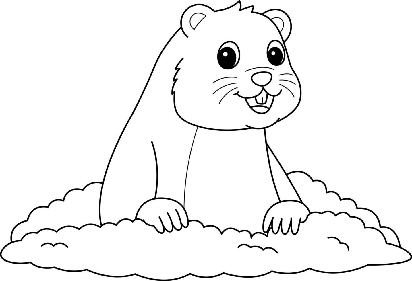 Happy Groundhog Isolated Coloring Page for Kids vector