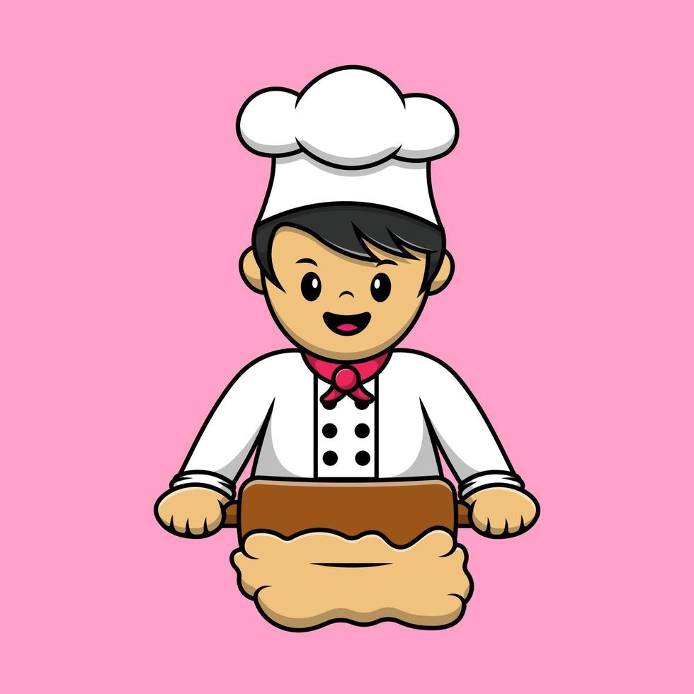 Cute Chef Cooking Cartoon Vector Icons Illustration. Flat Cartoon Concept. Suitable for any creative project.