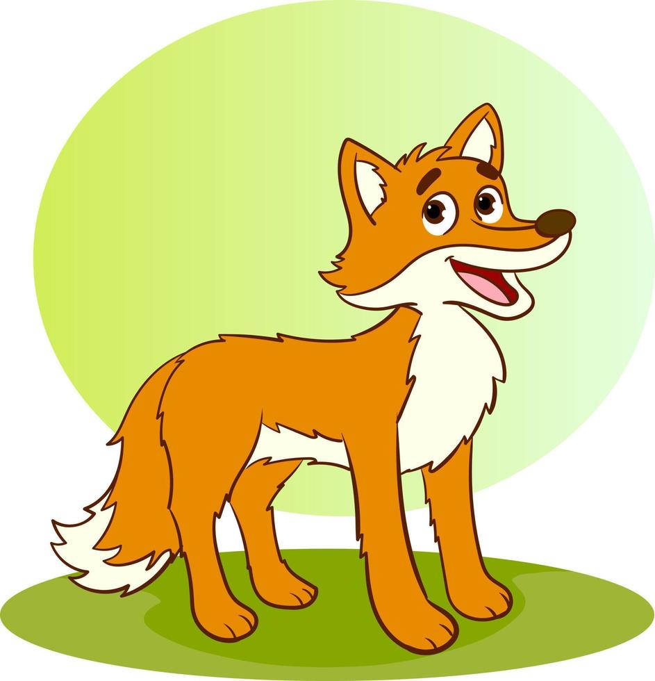 vector illustration of a cute fox in cartoon style