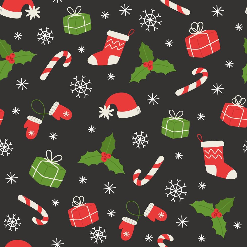 Christmas seamless pattern in flat style vector
