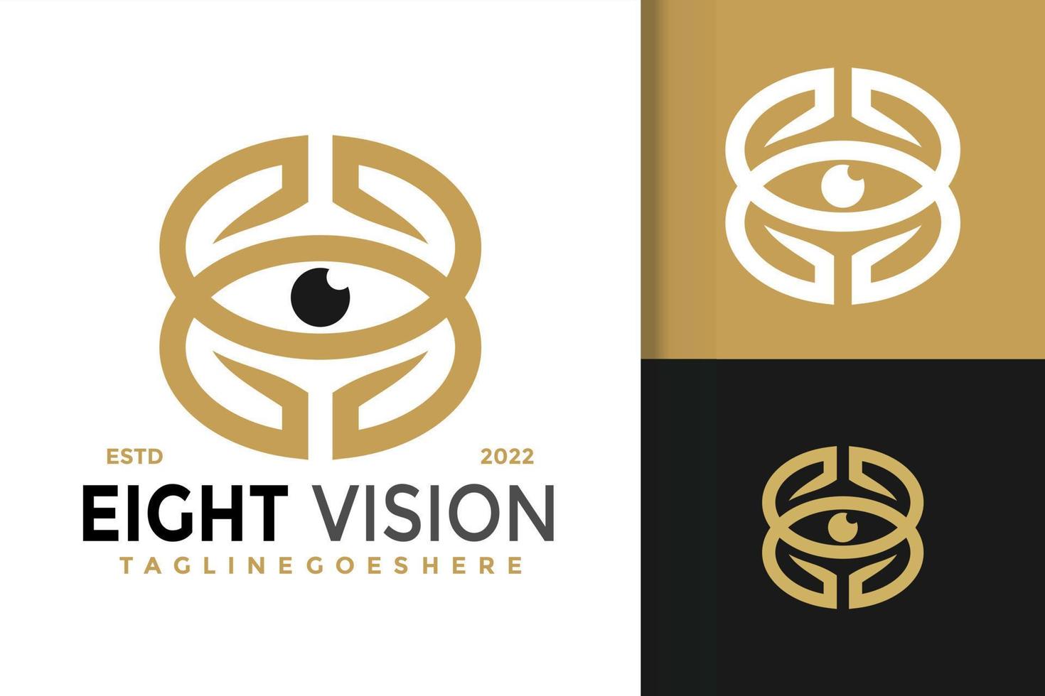 diseño de logotipo de visión de ocho ojos, vector de logotipos de identidad de marca, logotipo moderno, plantilla de ilustración vectorial de diseños de logotipos