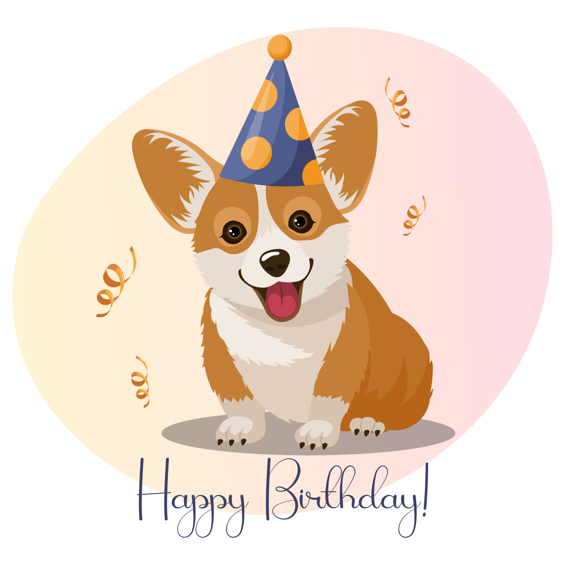 Postcard Happy Birthday, funny dog in a festive hat and golden serpentines. Illustration, vector 13731337 Vector Art at Vecteezy Postcard Happy Birthday, funny dog in a festive hat and golden serpentines. Illustration, vector 13731337 Vector Art at Vecteezy