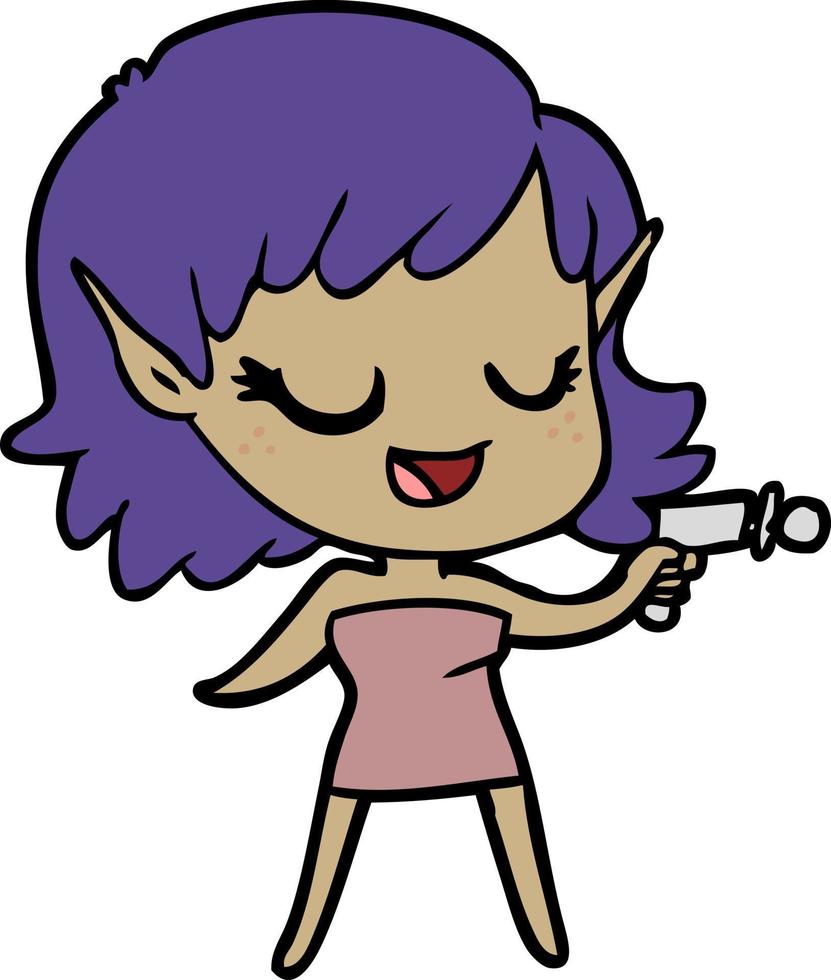 personaje de niña elfa vectorial en estilo de dibujos animados vector