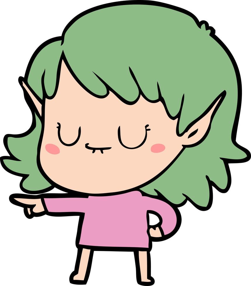 personaje de niña elfa vectorial en estilo de dibujos animados vector