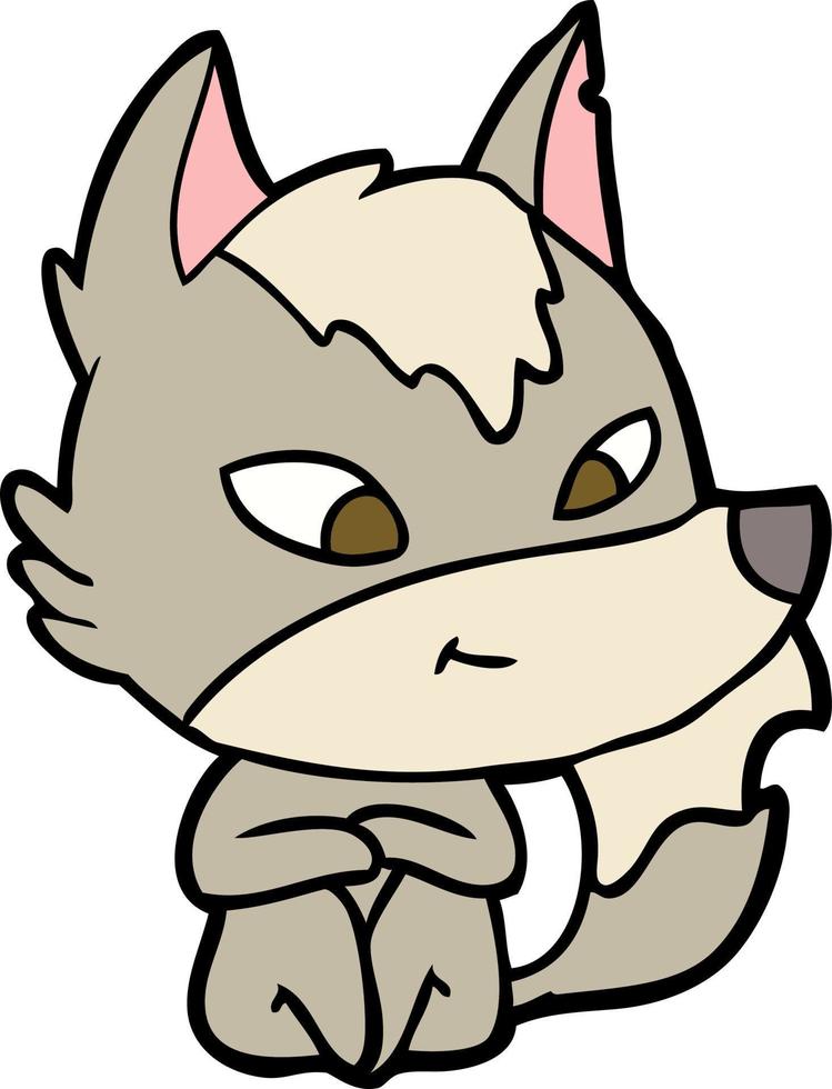 Vector wolf character in cartoon style