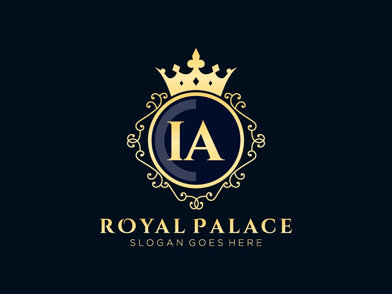 Letter IA Antique royal luxury victorian logo with ornamental frame. vector