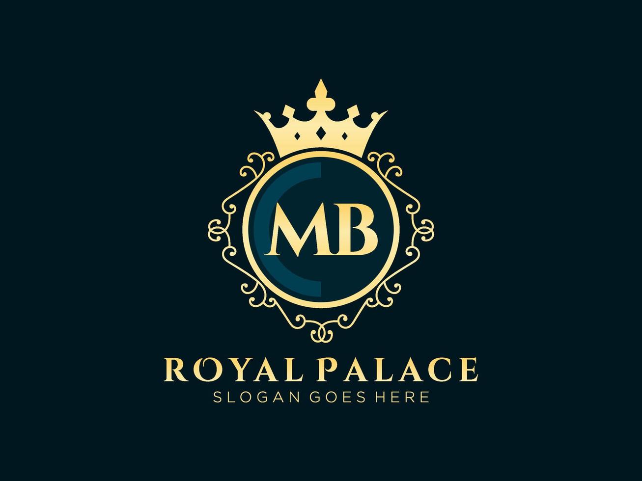 Letter MB Antique royal luxury victorian logo with ornamental frame. vector