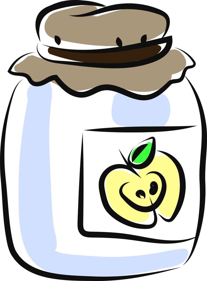 Jar of apple juice, illustration, vector on white background.