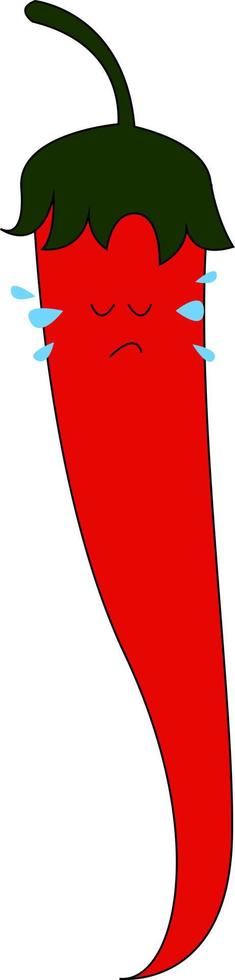 Pimienta roja triste, ilustración, vector sobre fondo blanco.