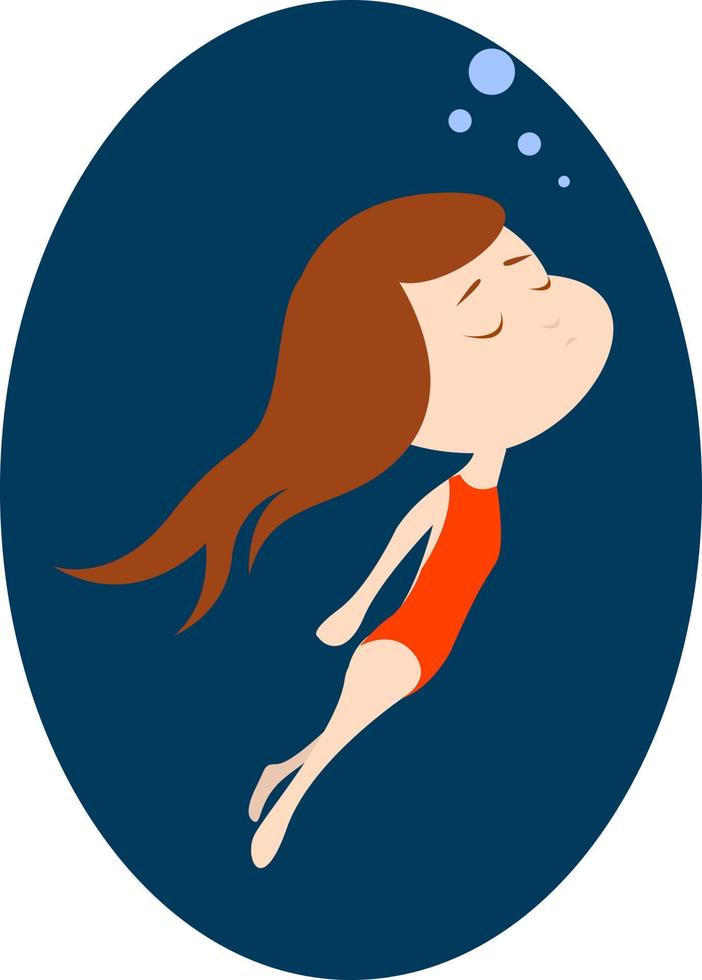 Girl swimming, illustration, vector on white background.