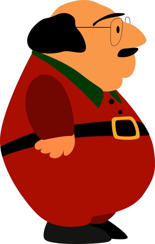 Fat man, illustration, vector on white background.