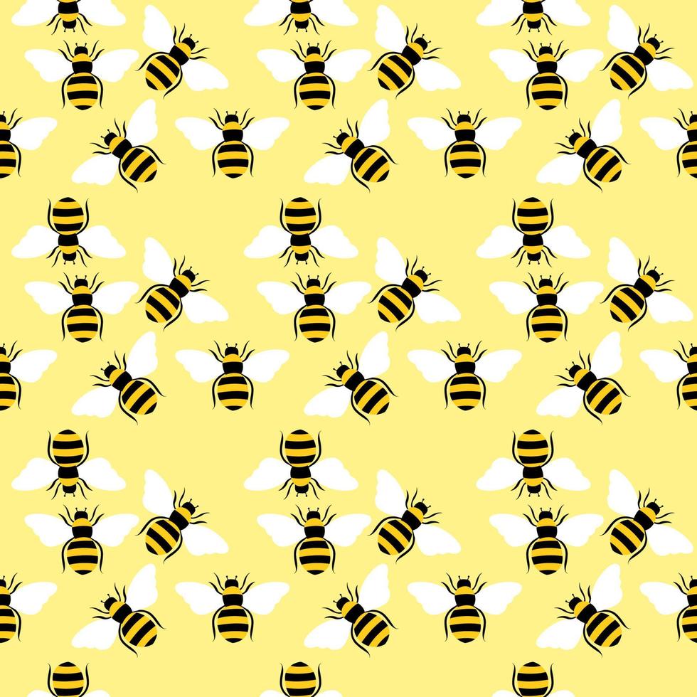 Bee pattern, illustration, vector on white background.