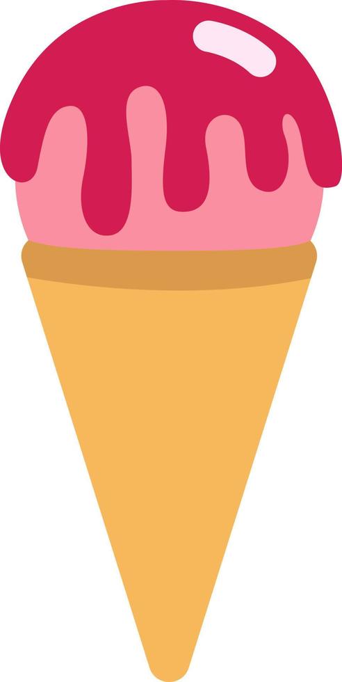 Strawberry ice cream, icon illustration, vector on white background