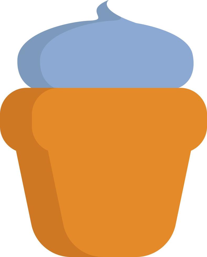 Cupcake with blue icing, illustration, vector, on a white background. vector