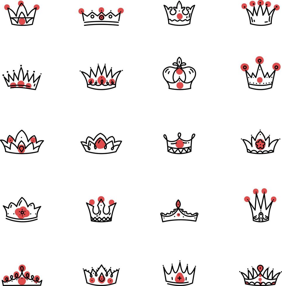 Set of crowns, illustration, vector, on a white background. vector