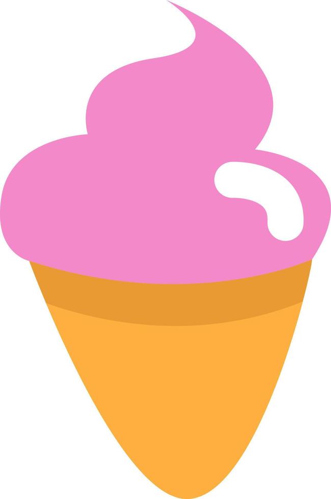 helado rosa en cono, ilustración, vector, sobre un fondo blanco. vector