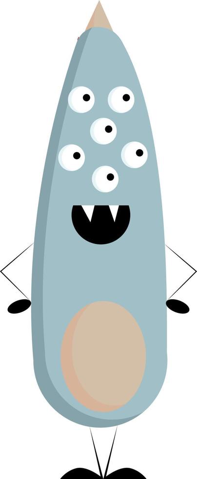 un monstruo con 6 ojos, vector o ilustración en color.