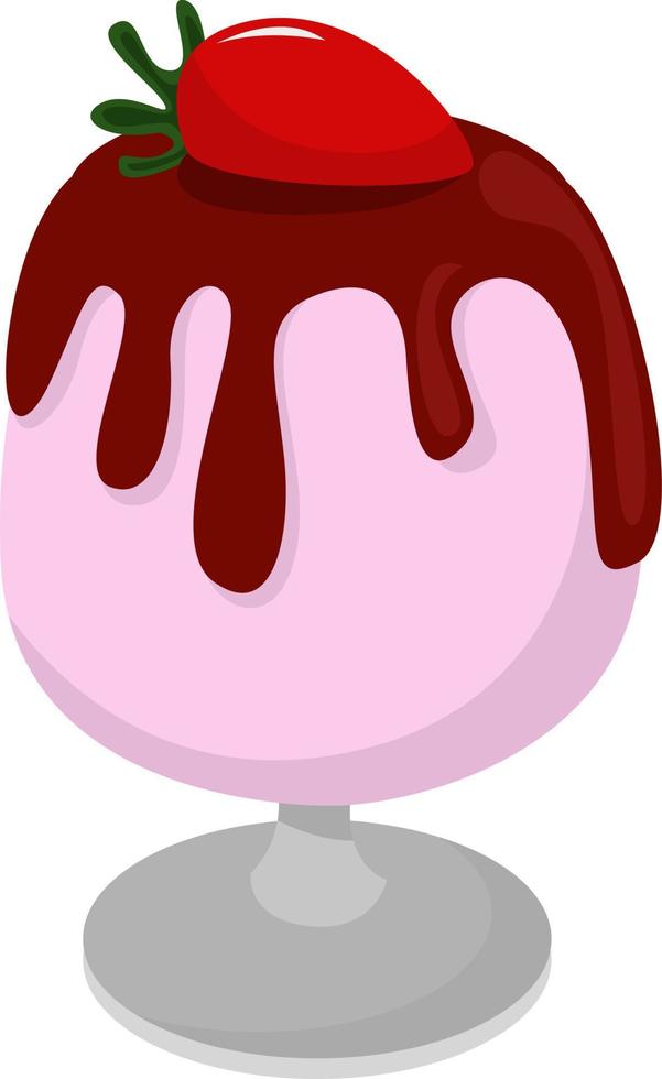 Milkshake with strawberry, illustration, vector on white background