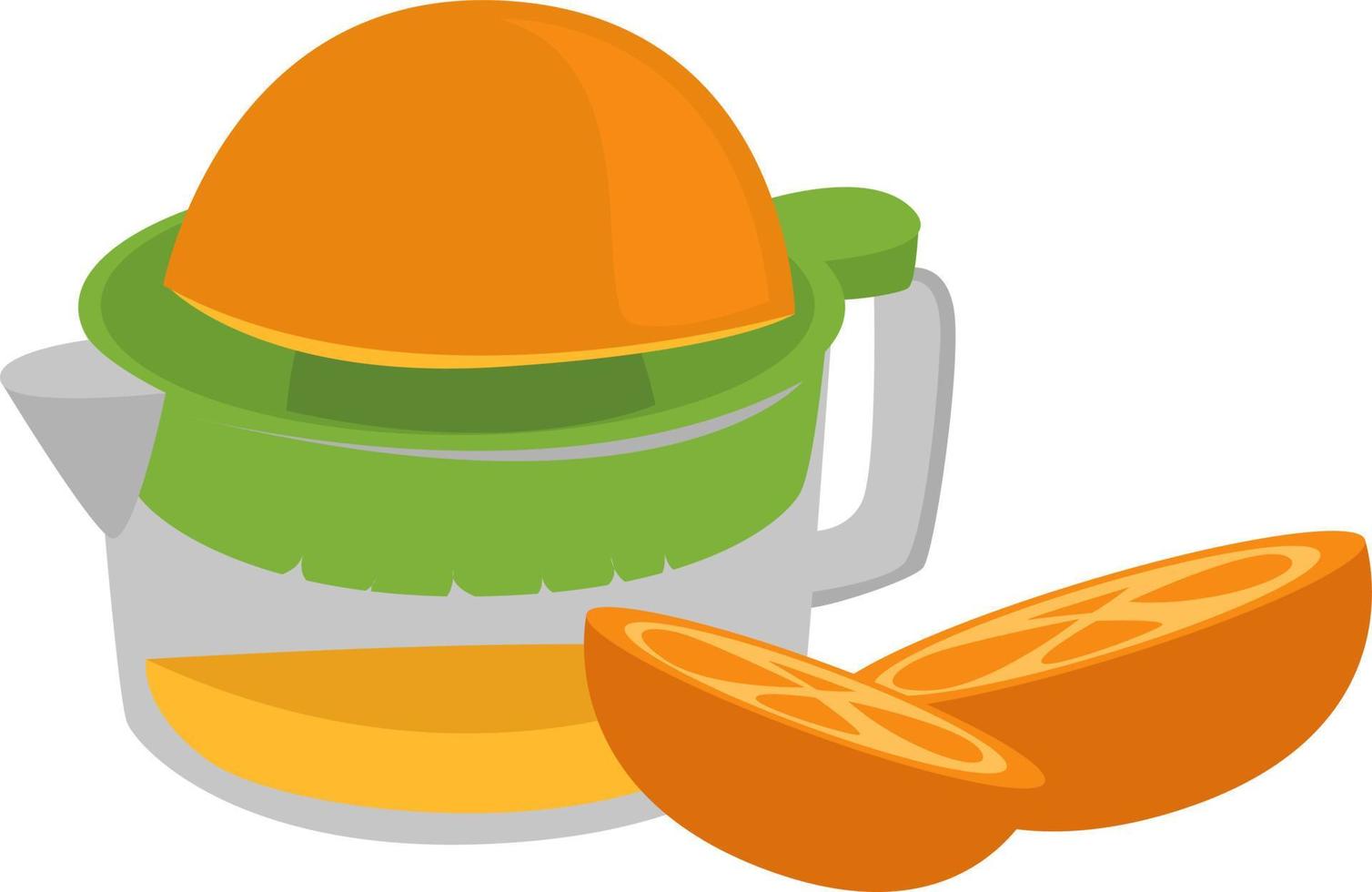 Juicer with oranges, illustration, vector on white background