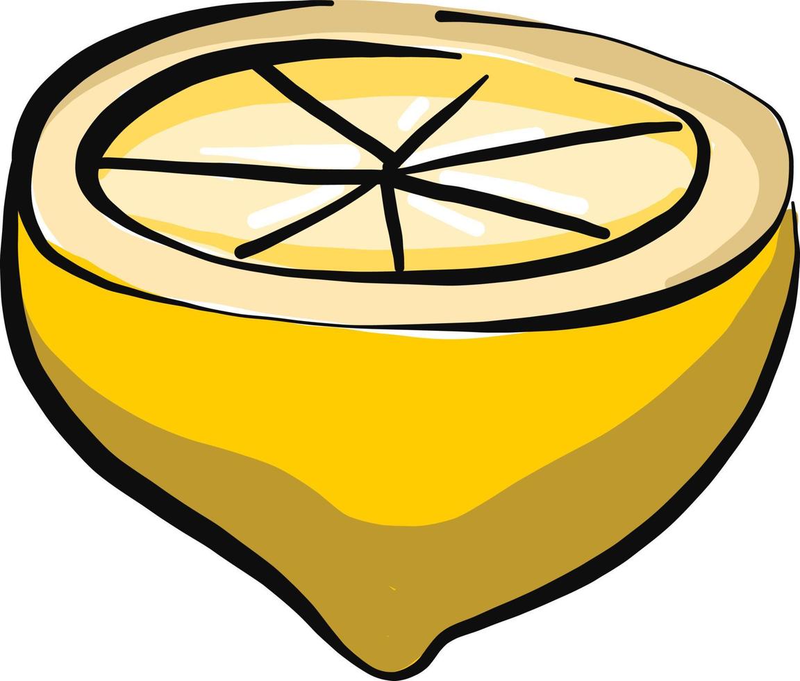 Sliced yellow lemon, illustration, vector on a white background.