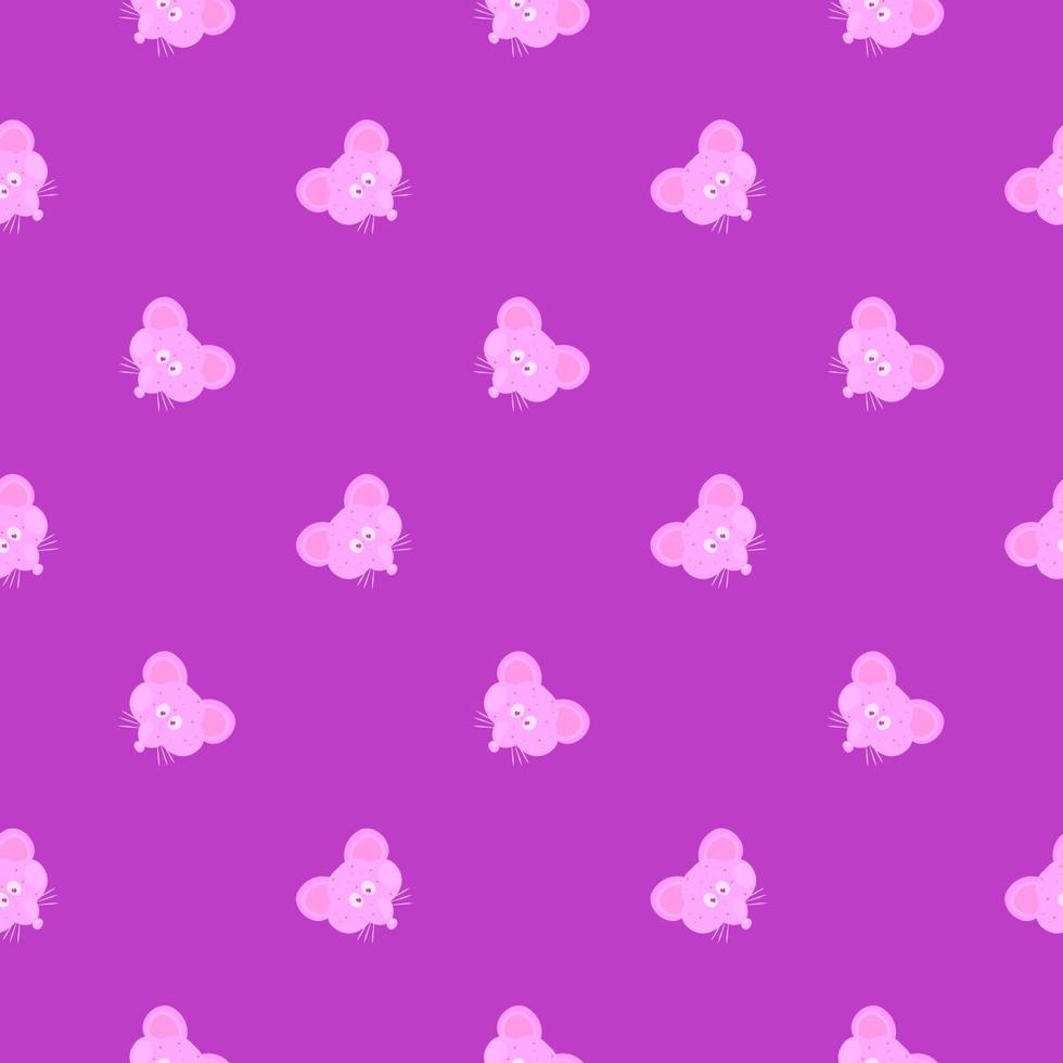 Minimal mouse head , seamless pattern on a pink background. vector