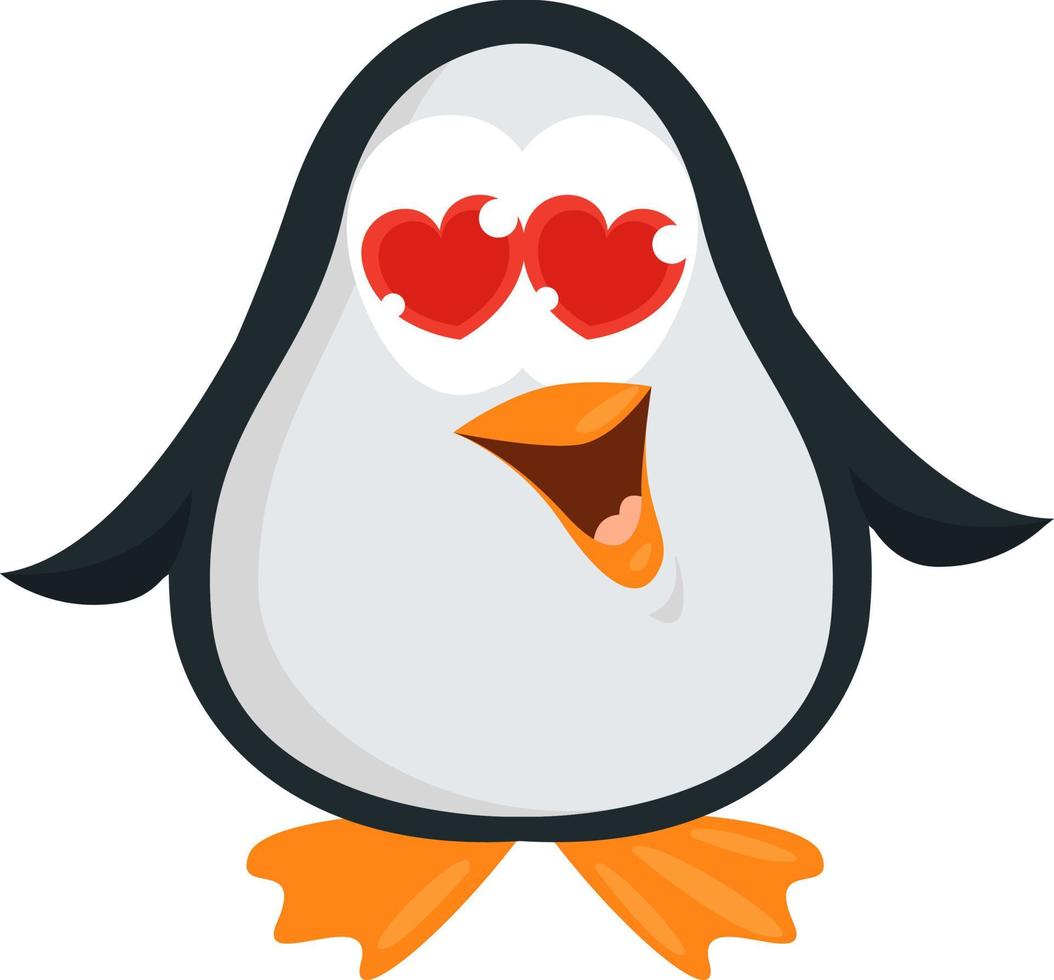 Penguin in love , illustration, vector on white background